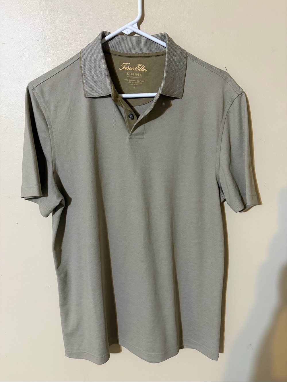 Tasso Elba Men's Olive Supima Cotton Polo Short Sleeve Shirt Sz Small